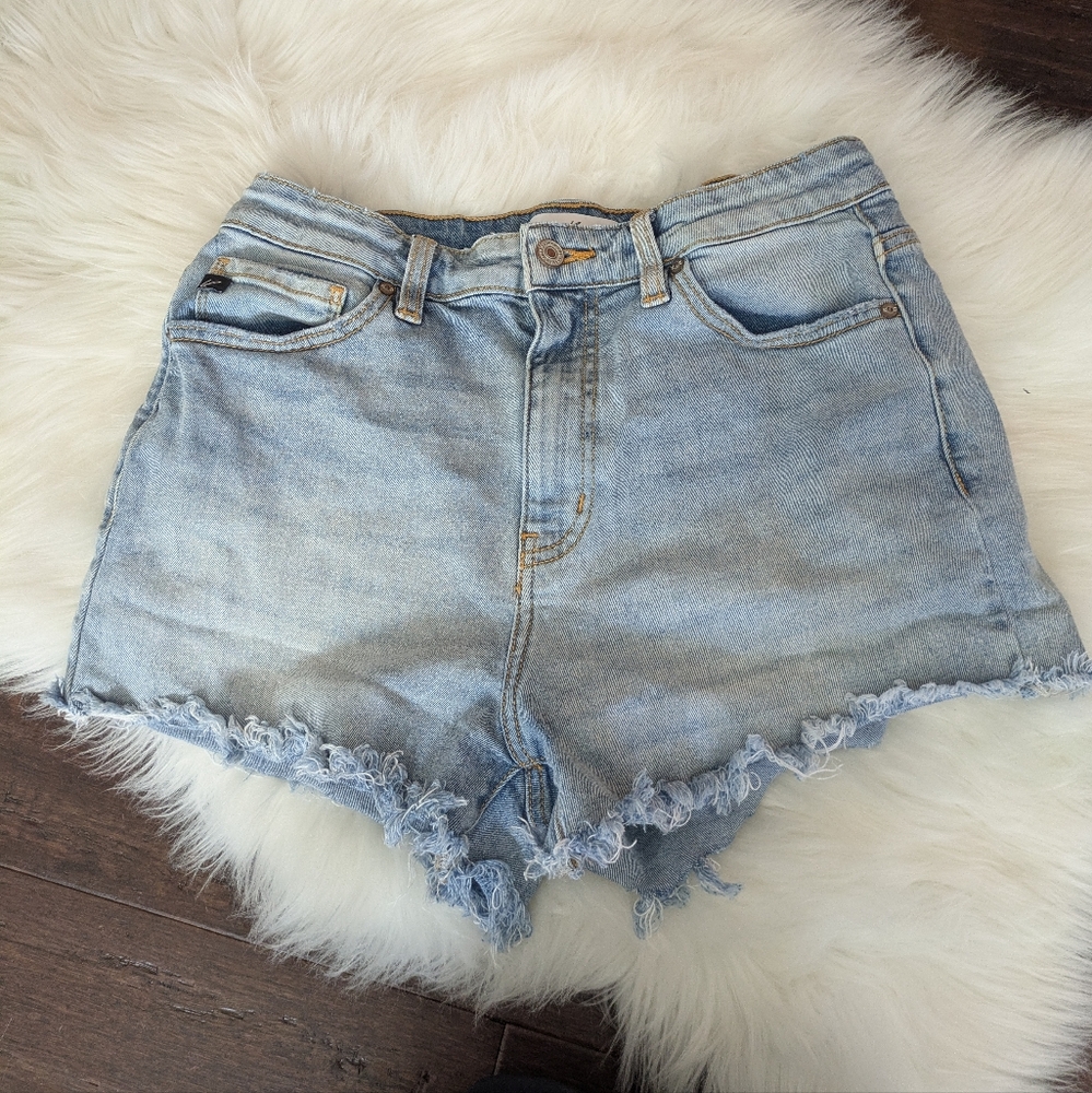 Kancan Light Wash Denim Blue Women's Jean  Shorts Cut Offs High Waisted 9 / 28